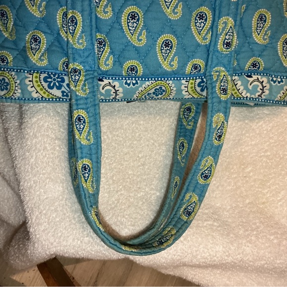 Vera Bradley Bermuda Blue Aqua Paisley Quilted Tote - Picture 9 of 11
